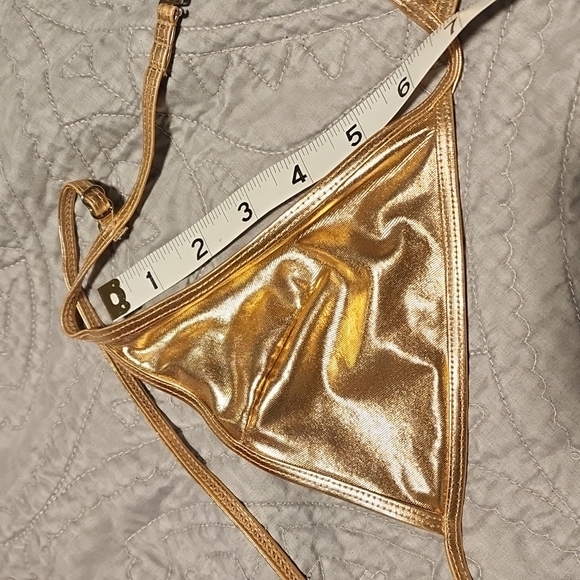 GOLD Metallic Bikini Top Tag Missing Size S - Picture 4 of 5
